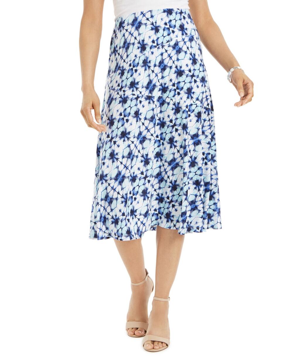 JM Collection Women's Printed MIDI Skirt Bachelor Button Combo Size L